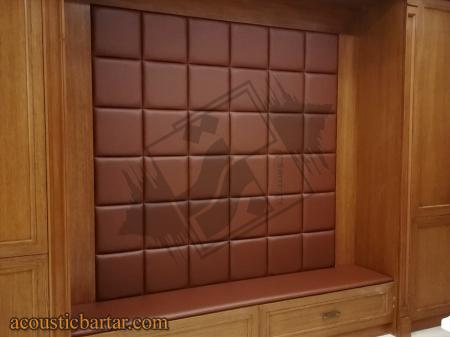 لمسه کاری دیوار با پنل چرمی و دیوارپوش پارچه ای