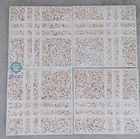 موزاییک حیاطی مترویی سنگ الوان – رنگ عسلی و شیار منظم